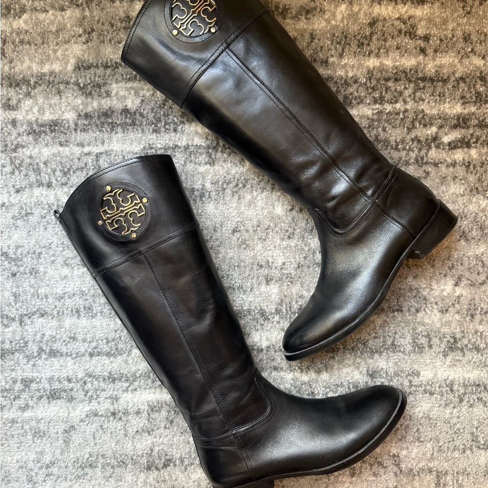 Tory Burch Black Leather Riding Boots